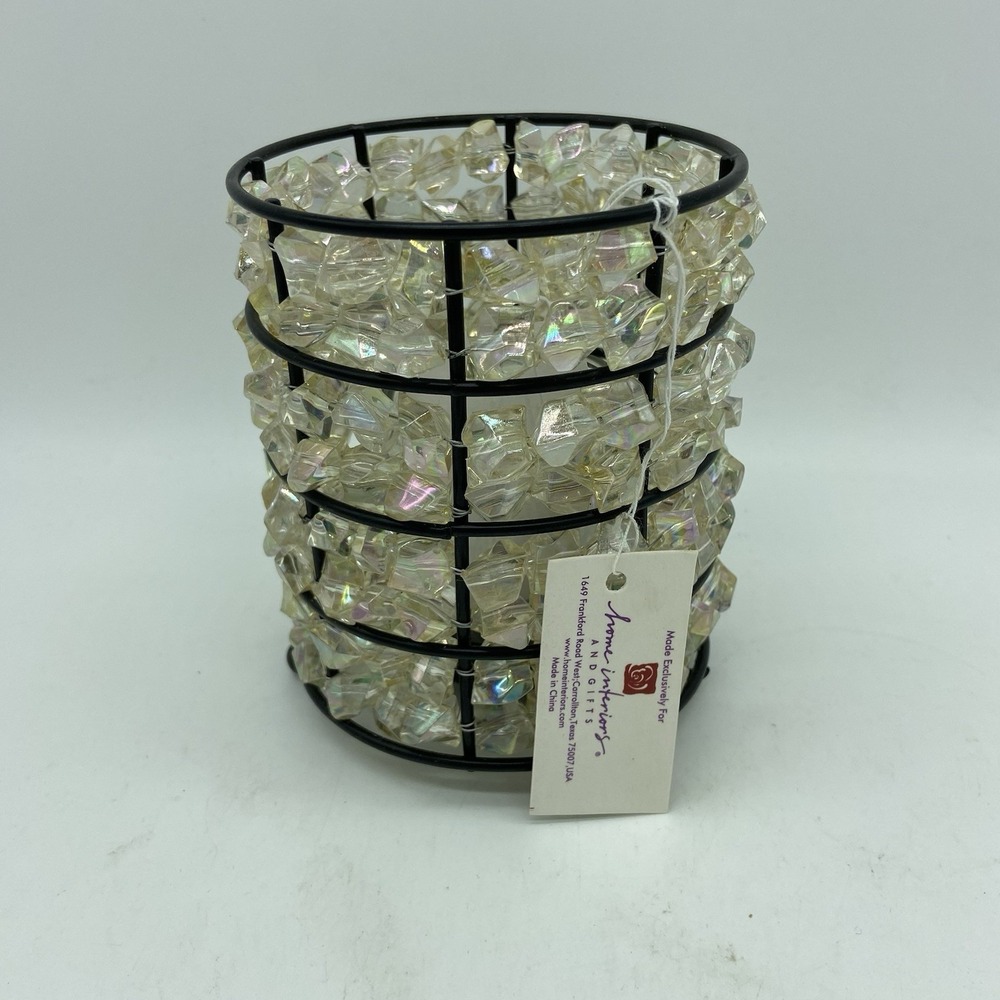 New Home Interiors Votive Jeweled Candle Holder Gift Clear‎ Beads Beaded